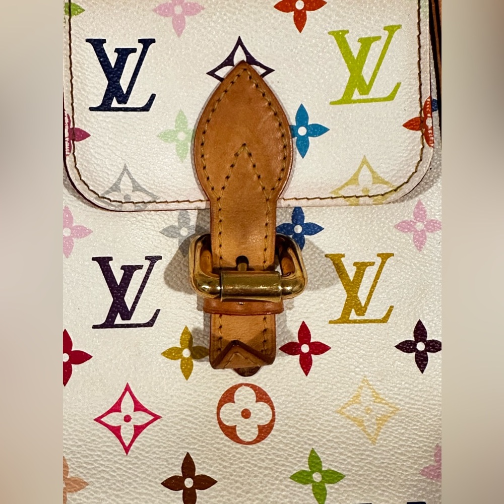 LOUIS VUITTON White Monogram Multicolore Aurelia MM Tote Bag - Picture 4 of 16
